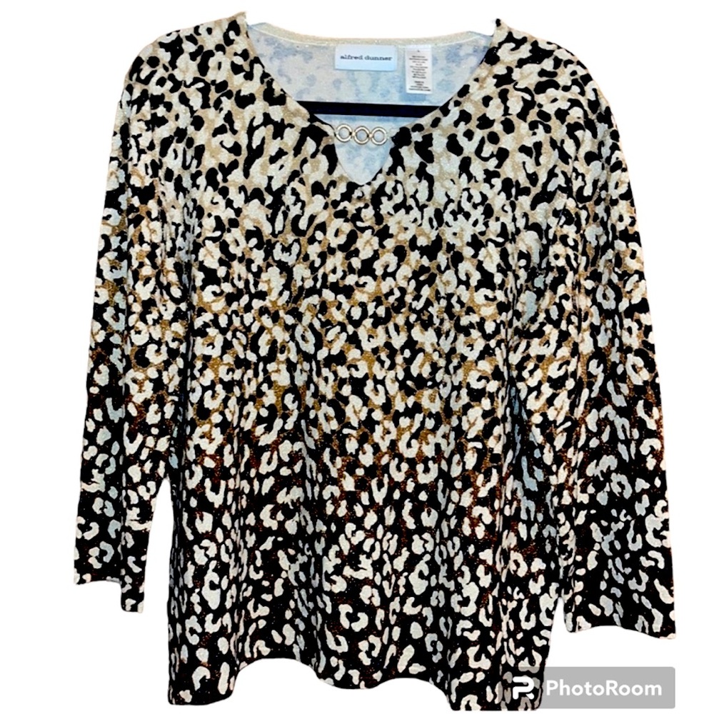 Alfred Dunner metallic leopard knit NWOT